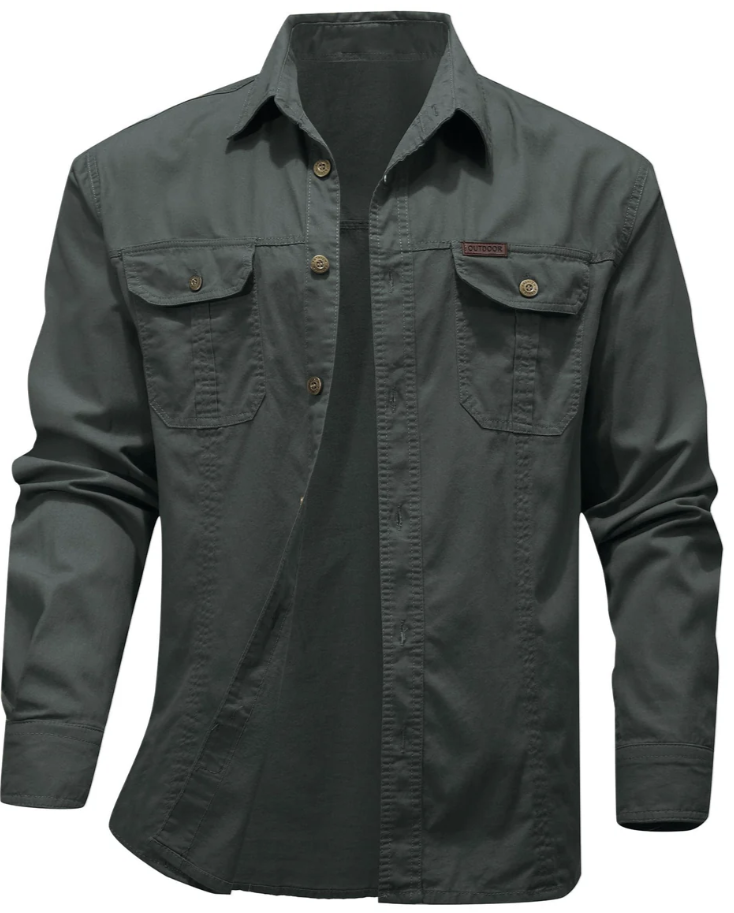 Men’s Utility Overshirt | Button-Up Workwear Style | Midweight Cotton Blend