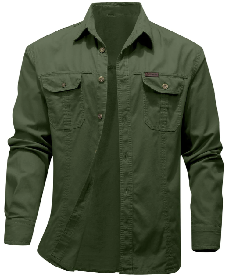 Men’s Utility Overshirt | Button-Up Workwear Style | Midweight Cotton Blend
