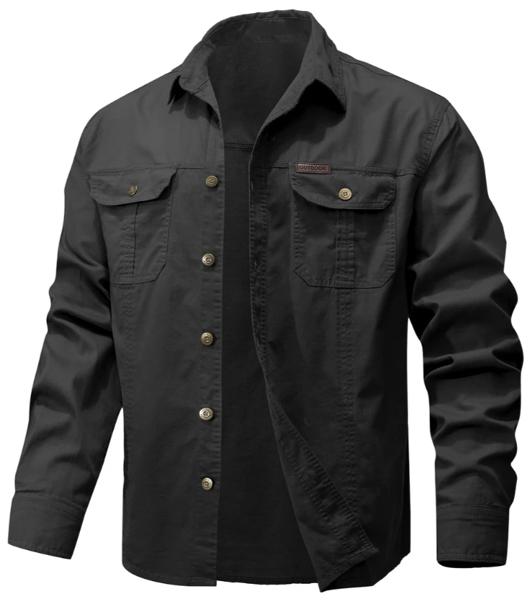 Men’s Utility Overshirt | Button-Up Workwear Style | Midweight Cotton Blend