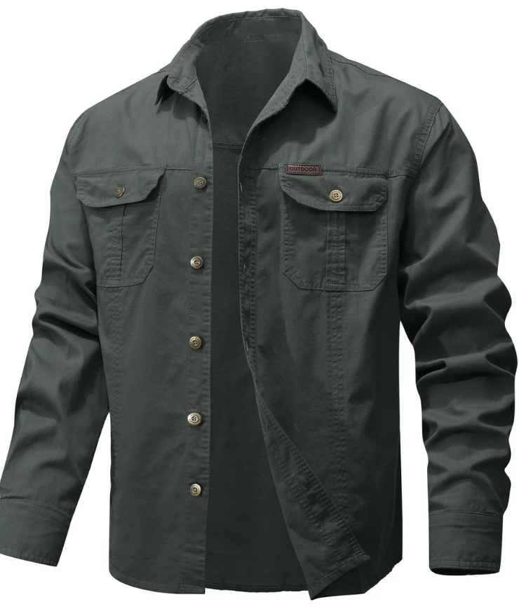 Men’s Utility Overshirt | Button-Up Workwear Style | Midweight Cotton Blend