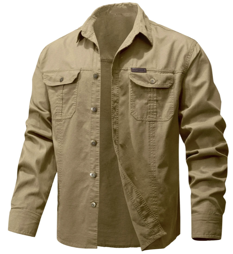 Men’s Utility Overshirt | Button-Up Workwear Style | Midweight Cotton Blend