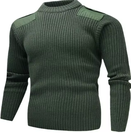 Ribbed Knit Tactical Sweater | Reinforced Shoulder Panels | Slim Fit Pullover