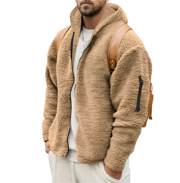 Veste zippée en polaire Teddy pour homme | Sherpa ultra-doux | Pièce décontractée pour l'automne