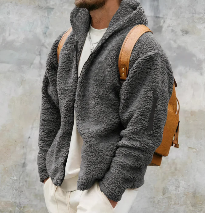 Veste zippée en polaire Teddy pour homme | Sherpa ultra-doux | Pièce décontractée pour l'automne