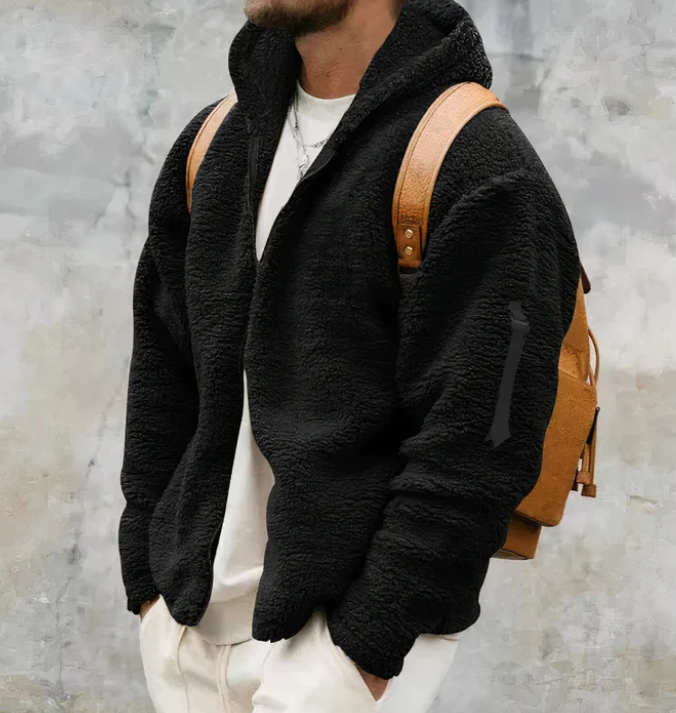 Veste zippée en polaire Teddy pour homme | Sherpa ultra-doux | Pièce décontractée pour l'automne