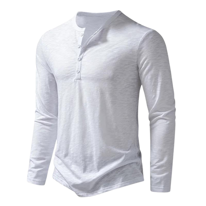 Men’s Long Sleeve Henley T-Shirt | Lightweight Knit | Casual Layering Staple
