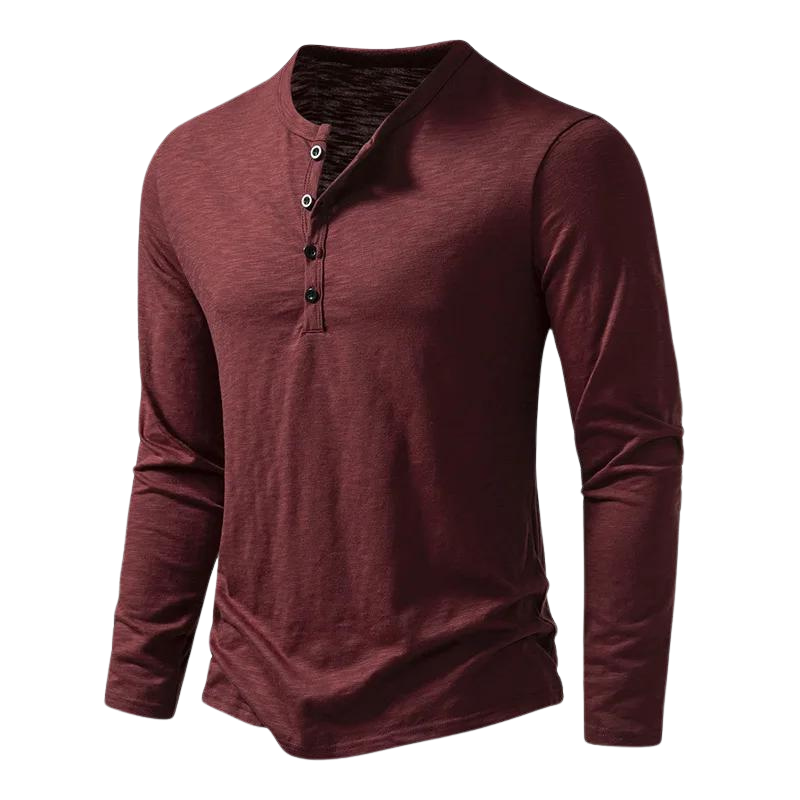 Men’s Long Sleeve Henley T-Shirt | Lightweight Knit | Casual Layering Staple