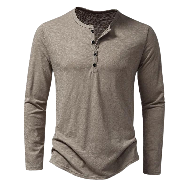 Men’s Long Sleeve Henley T-Shirt | Lightweight Knit | Casual Layering Staple