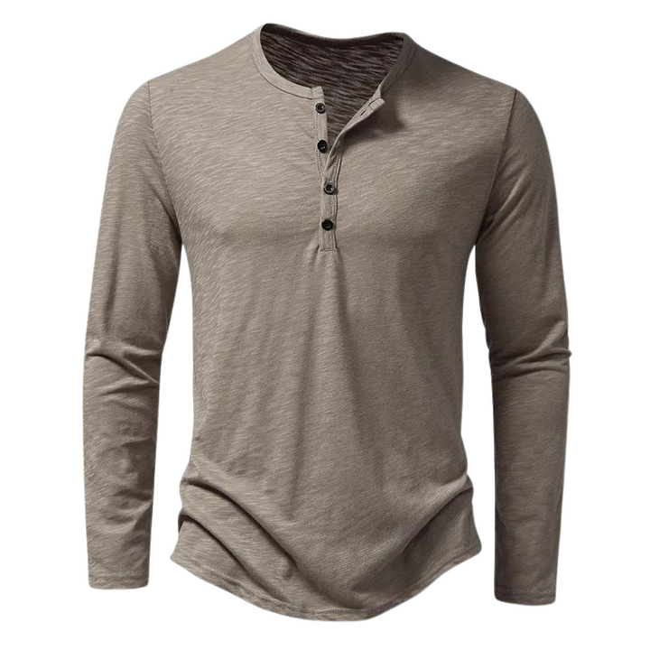 Men’s Long Sleeve Henley T-Shirt | Lightweight Knit | Casual Layering Staple