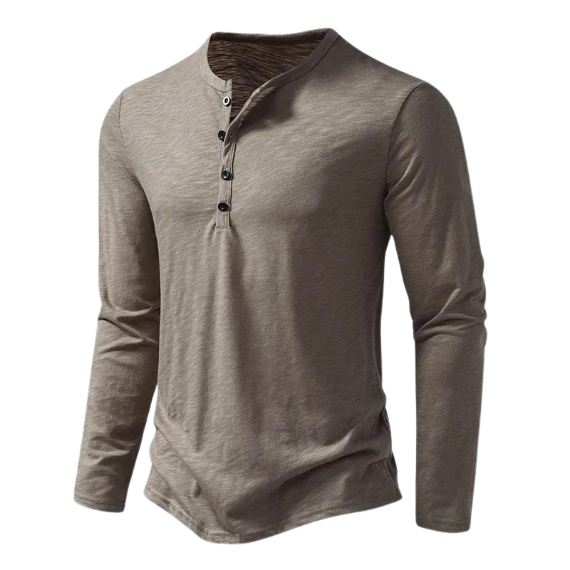 Men’s Long Sleeve Henley T-Shirt | Lightweight Knit | Casual Layering Staple