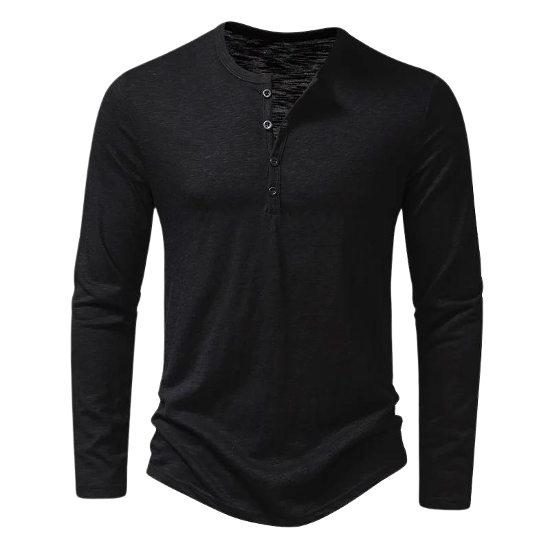 Men’s Long Sleeve Henley T-Shirt | Lightweight Knit | Casual Layering Staple