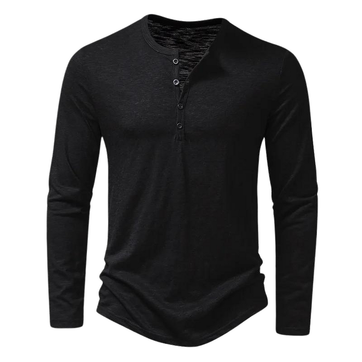 Men’s Long Sleeve Henley T-Shirt | Lightweight Knit | Casual Layering Staple