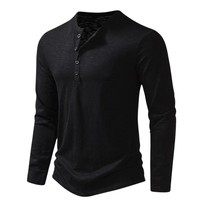 Men’s Long Sleeve Henley T-Shirt | Lightweight Knit | Casual Layering Staple