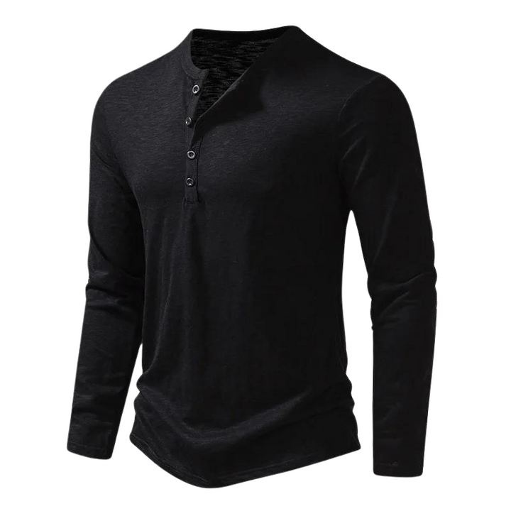 Men’s Long Sleeve Henley T-Shirt | Lightweight Knit | Casual Layering Staple