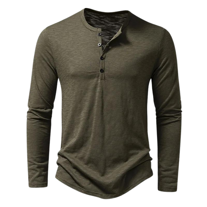 Men’s Long Sleeve Henley T-Shirt | Lightweight Knit | Casual Layering Staple