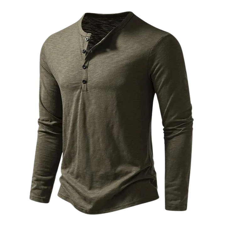 Men’s Long Sleeve Henley T-Shirt | Lightweight Knit | Casual Layering Staple