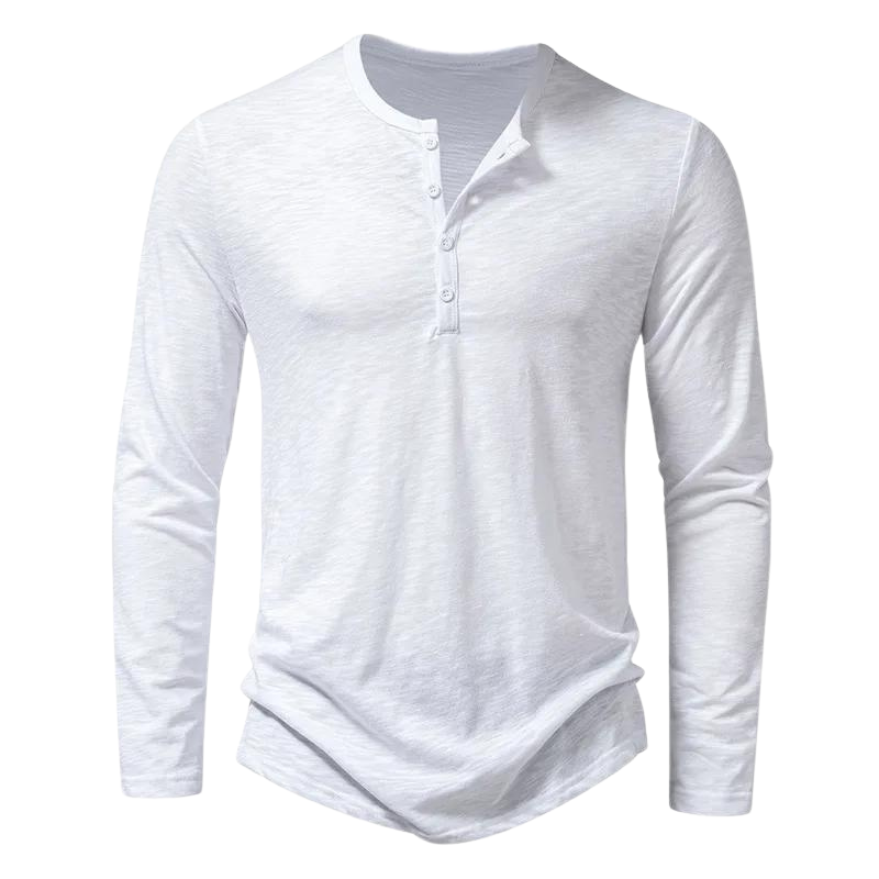 Men’s Long Sleeve Henley T-Shirt | Lightweight Knit | Casual Layering Staple