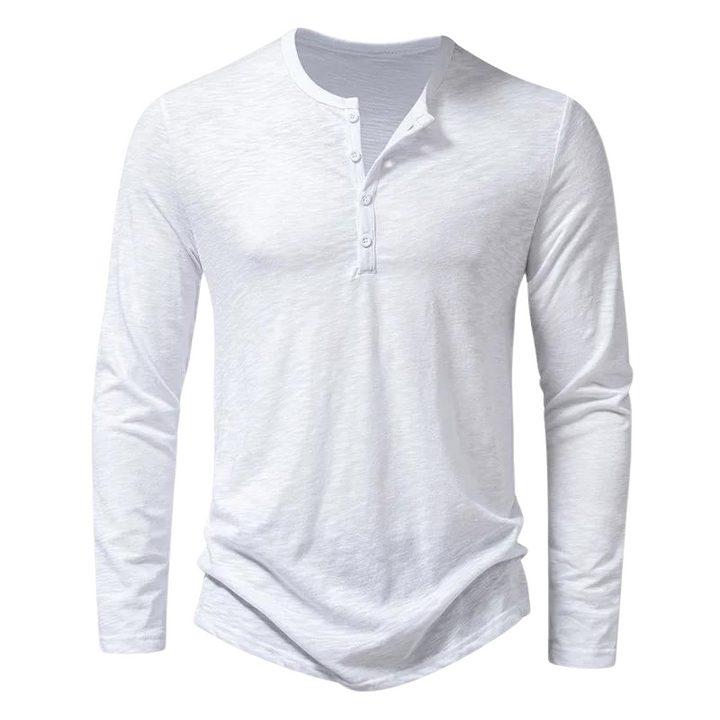 Men’s Long Sleeve Henley T-Shirt | Lightweight Knit | Casual Layering Staple