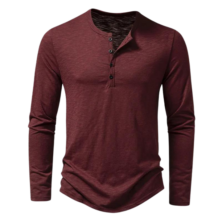 Men’s Long Sleeve Henley T-Shirt | Lightweight Knit | Casual Layering Staple