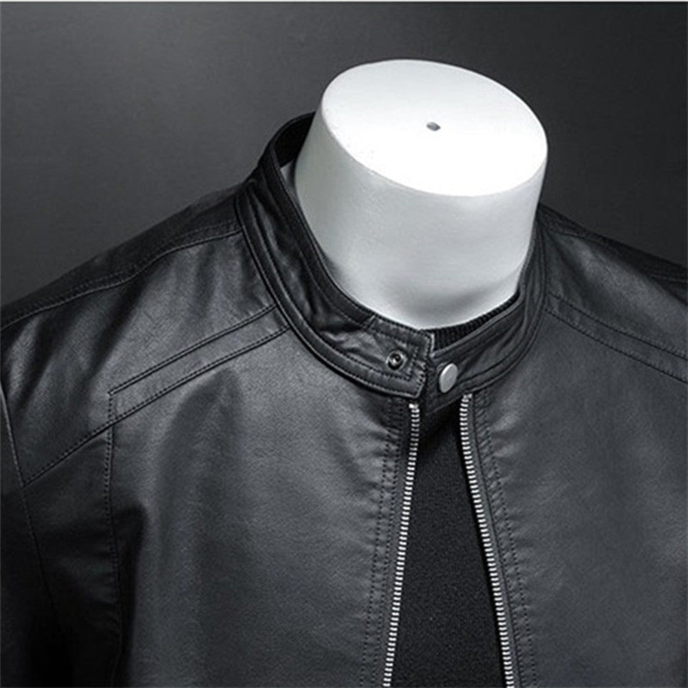 Men’s PU Leather Moto Jacket | Stand Collar | Lightweight Casual Outerwear