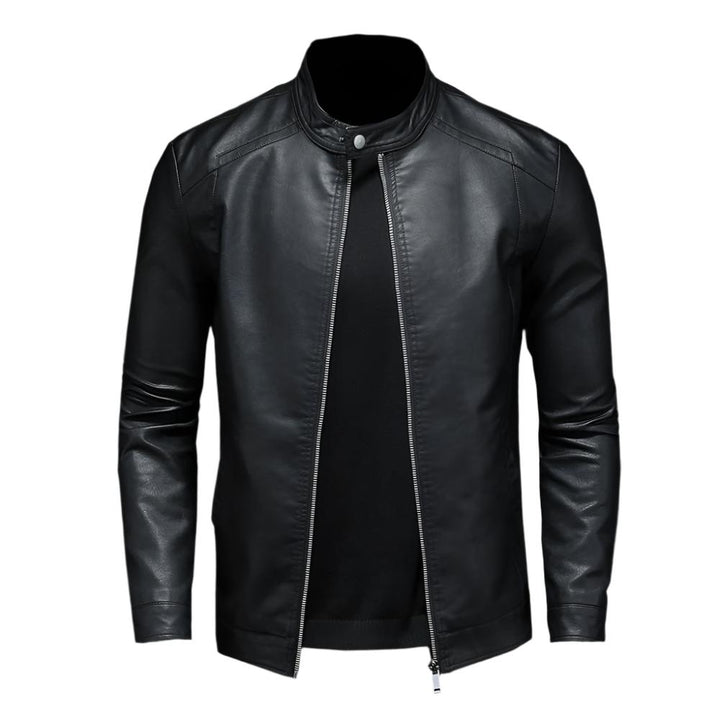 Men’s PU Leather Moto Jacket | Stand Collar | Lightweight Casual Outerwear
