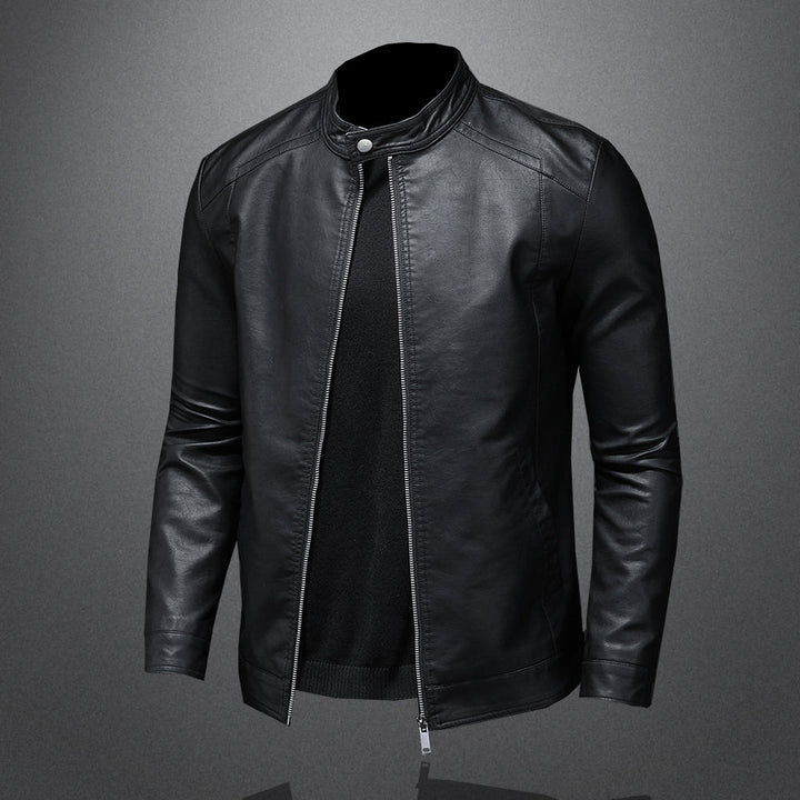 Men’s PU Leather Moto Jacket | Stand Collar | Lightweight Casual Outerwear