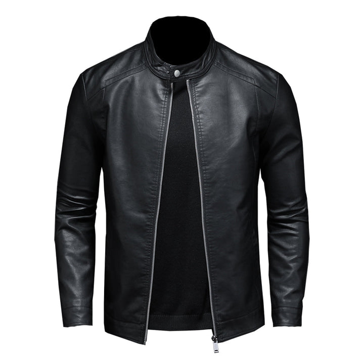 Men’s PU Leather Moto Jacket | Stand Collar | Lightweight Casual Outerwear