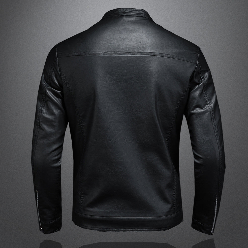 Men’s PU Leather Moto Jacket | Stand Collar | Lightweight Casual Outerwear