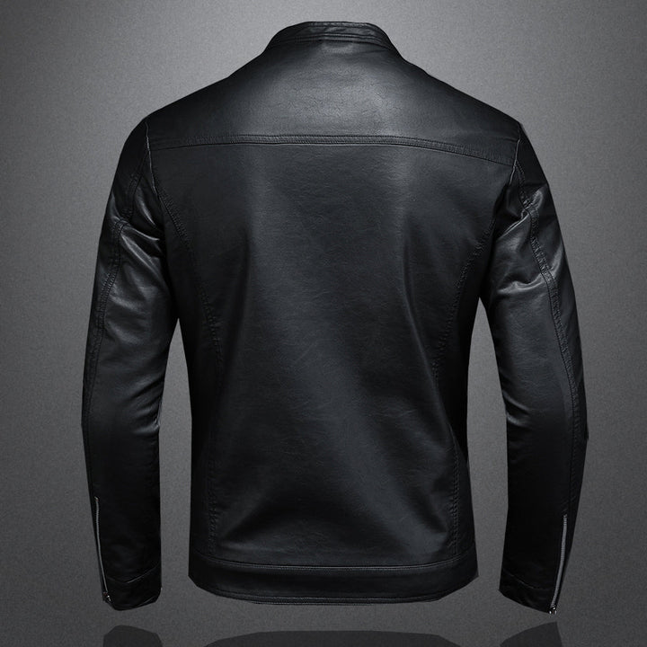 Men’s PU Leather Moto Jacket | Stand Collar | Lightweight Casual Outerwear
