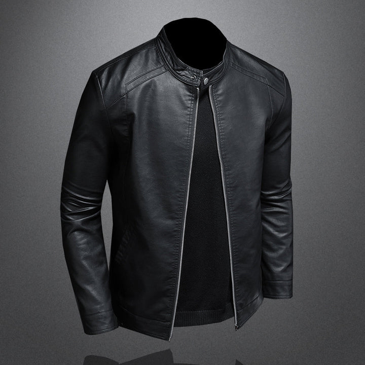 Men’s PU Leather Moto Jacket | Stand Collar | Lightweight Casual Outerwear