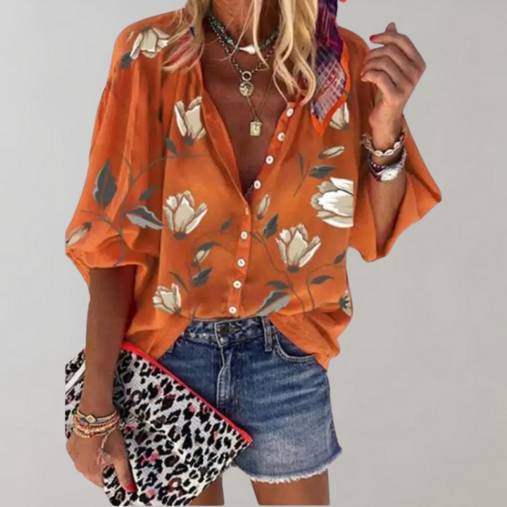 Yelena - Women's Floral Print Summer Blouse