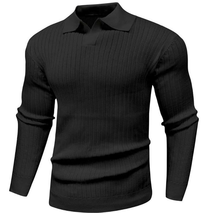 Men’s Ribbed Polo Sweater | Slim Fit Knit Top | Transitional Casualwear Canada