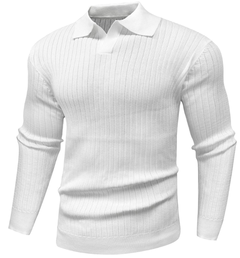 Men’s Ribbed Polo Sweater | Slim Fit Knit Top | Transitional Casualwear Canada