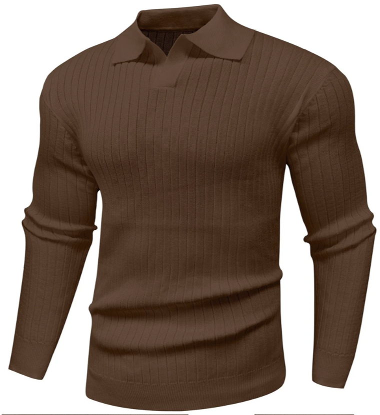 Men’s Ribbed Polo Sweater | Slim Fit Knit Top | Transitional Casualwear Canada