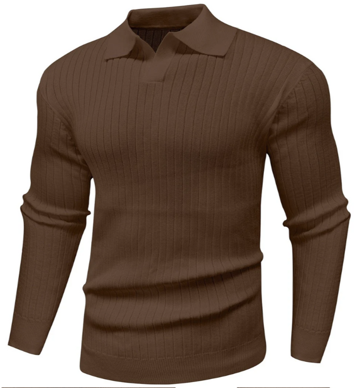 Men’s Ribbed Polo Sweater | Slim Fit Knit Top | Transitional Casualwear Canada