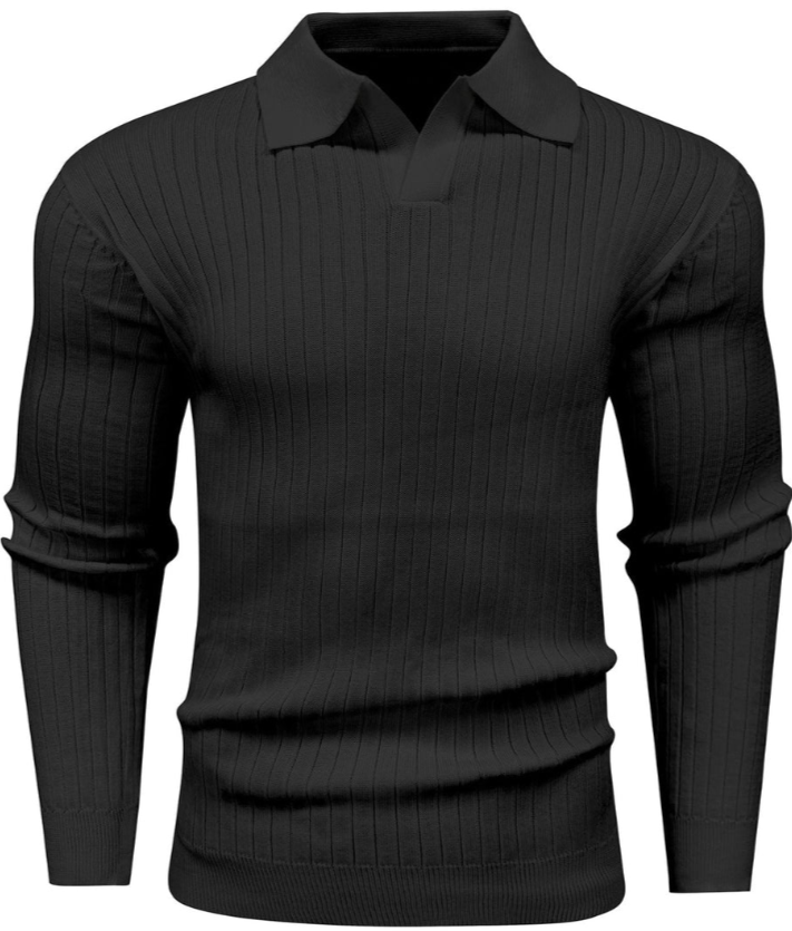 Men’s Ribbed Polo Sweater | Slim Fit Knit Top | Transitional Casualwear Canada
