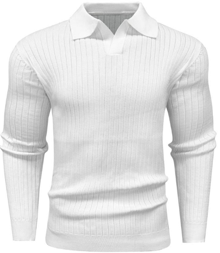 Men’s Ribbed Polo Sweater | Slim Fit Knit Top | Transitional Casualwear Canada