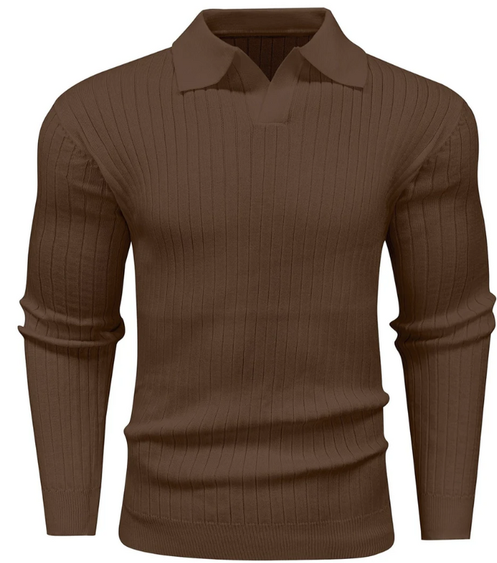 Men’s Ribbed Polo Sweater | Slim Fit Knit Top | Transitional Casualwear Canada