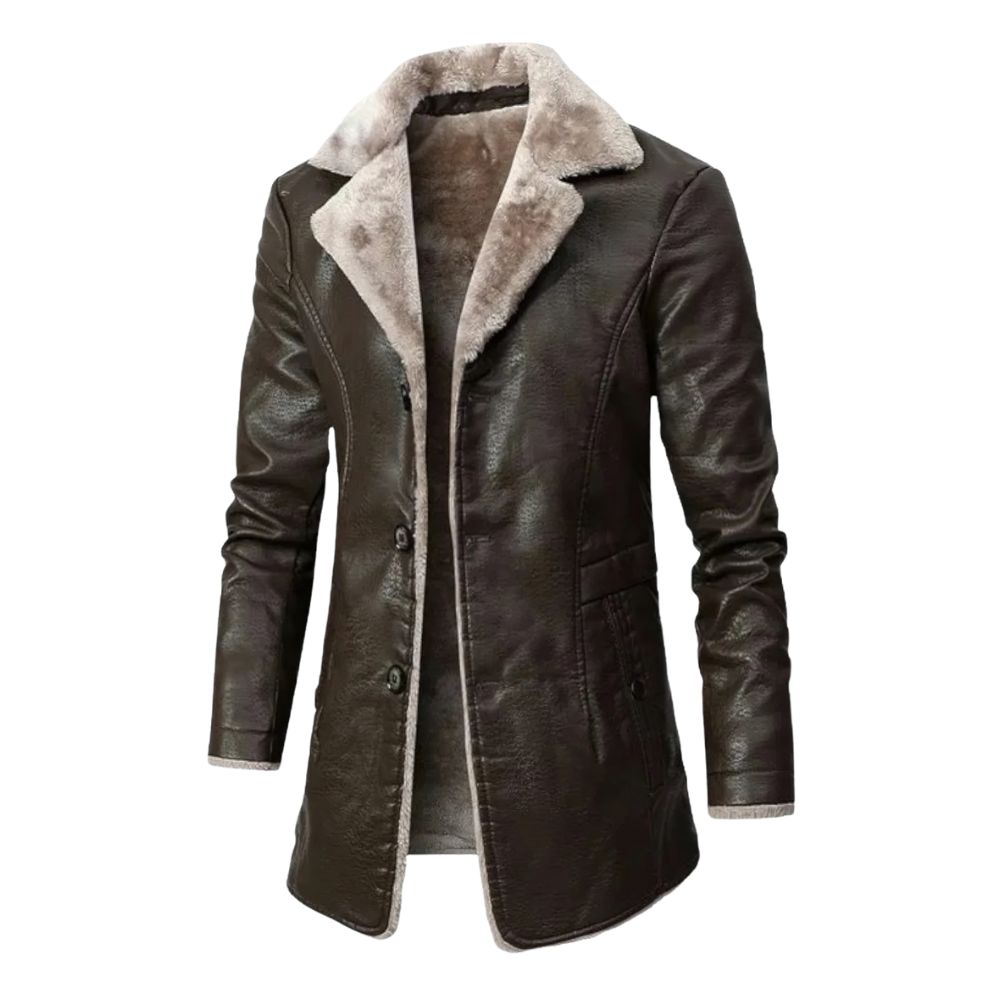Men’s Faux Leather Coat | Sherpa Lined Long Jacket | Winter Outerwear Canada