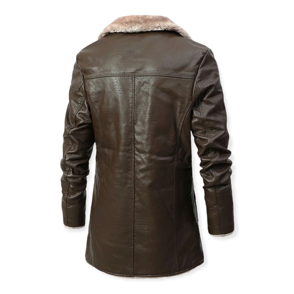 Men’s Faux Leather Coat | Sherpa Lined Long Jacket | Winter Outerwear Canada