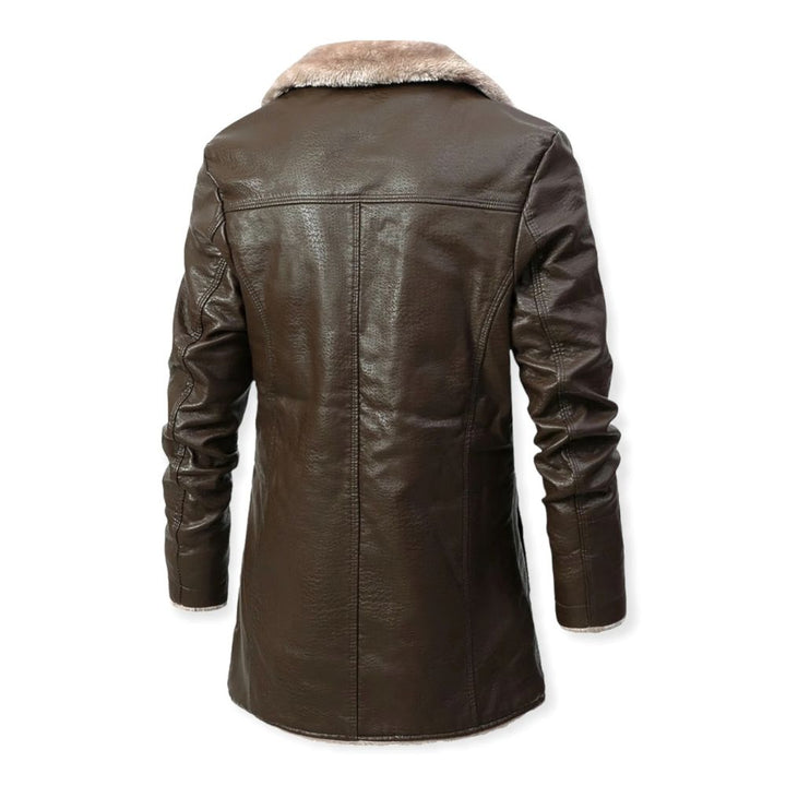 Men’s Faux Leather Coat | Sherpa Lined Long Jacket | Winter Outerwear Canada