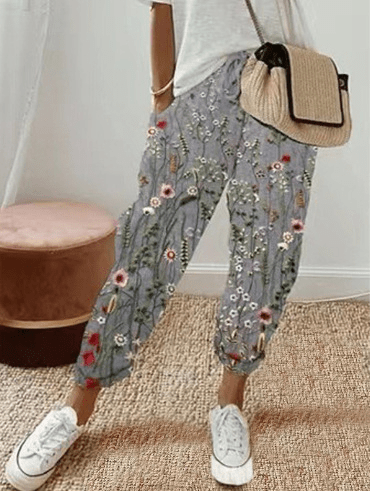 Linen Blend Jogger Pants | Drawstring Waist | Rolled Hem Casual Fit