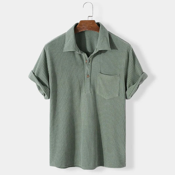 Men’s Textured Polo Shirt | Lightweight Summer Knit | Casual Short Sleeve Top