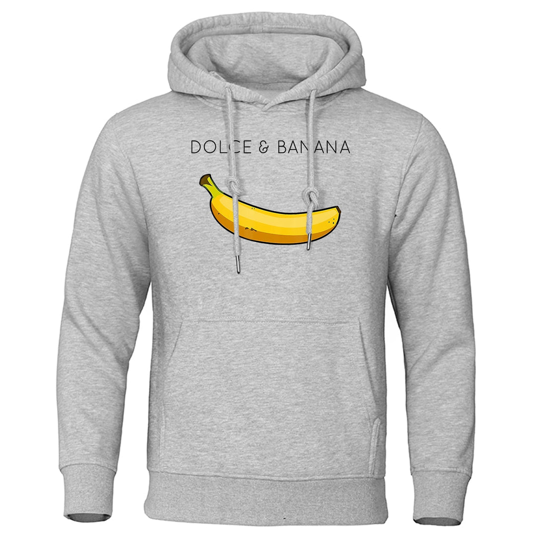 Unisex Graphic Hoodie | “Dolce & Banana” Print Pullover with Kangaroo Pocket