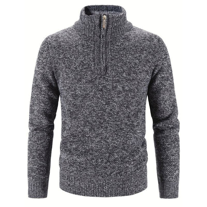 Men's Knit Sweater | Quarter-Zip Mock Neck | Soft Textured Yarn