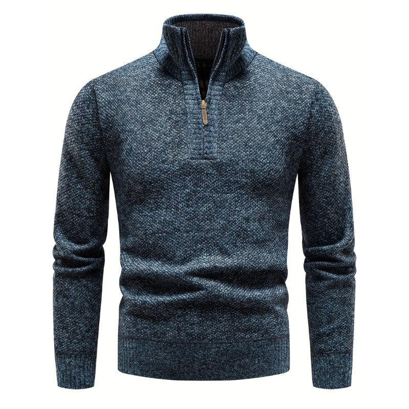 Men's Knit Sweater | Quarter-Zip Mock Neck | Soft Textured Yarn