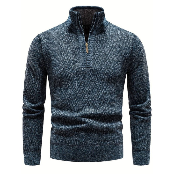 Men's Knit Sweater | Quarter-Zip Mock Neck | Soft Textured Yarn
