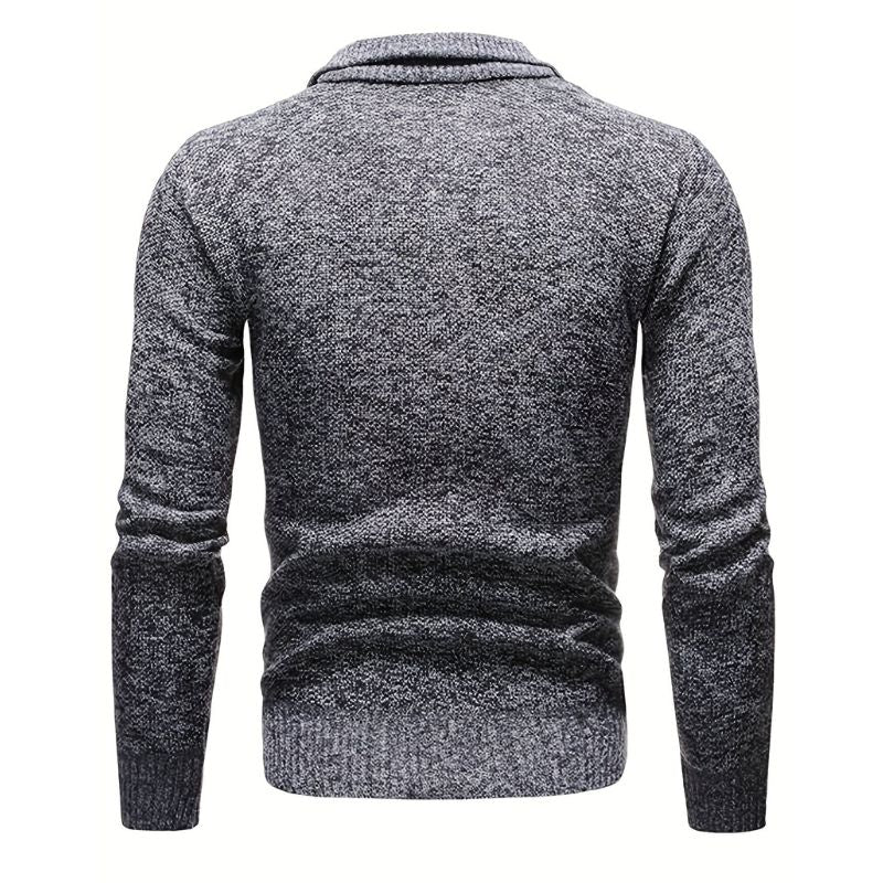 Men's Knit Sweater | Quarter-Zip Mock Neck | Soft Textured Yarn