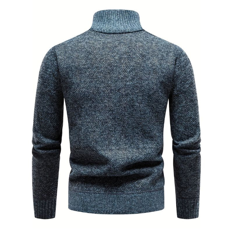 Men's Knit Sweater | Quarter-Zip Mock Neck | Soft Textured Yarn