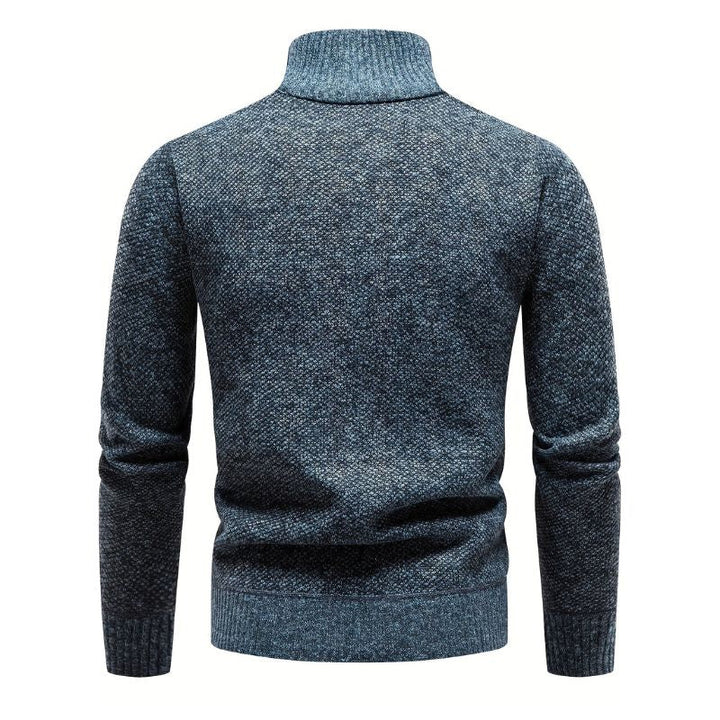 Men's Knit Sweater | Quarter-Zip Mock Neck | Soft Textured Yarn